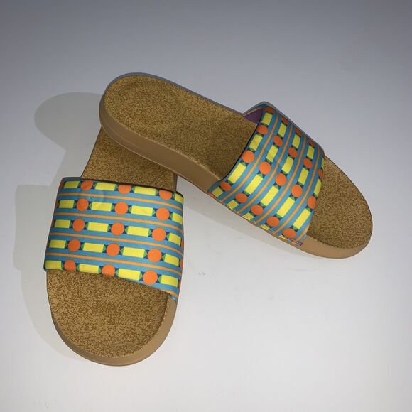 FitFlop x Yinka Ilori Slide Sandals Women's 10 Neoprene Yellow Orange Shoes - Picture 1 of 10